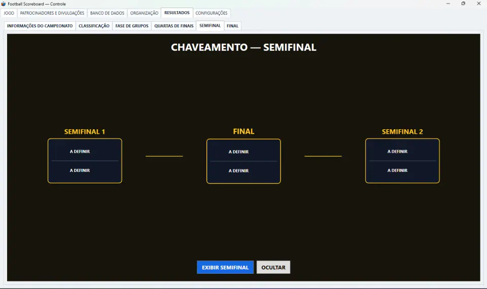 Prévia da interface do FootballScoreboard