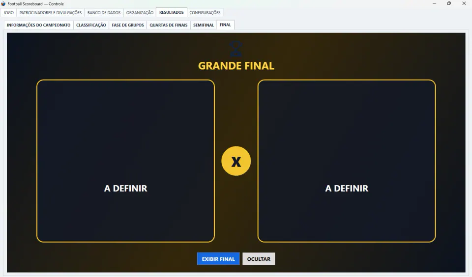 Prévia da interface do FootballScoreboard