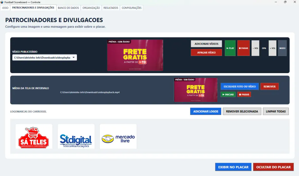 Tela de divulgação do FootballScoreboard