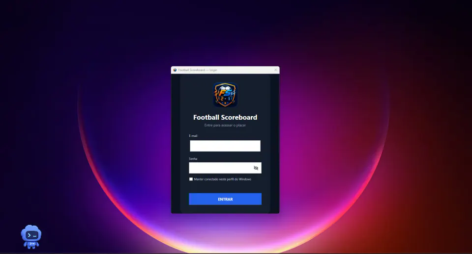 Tela de login do FootballScoreboard